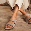Fashion Smile Leather Double Buckle Mules Men Soft Cork Footbed Thick Cow Clogs Women Comfort Potato Shoes With Arch Support Slippers