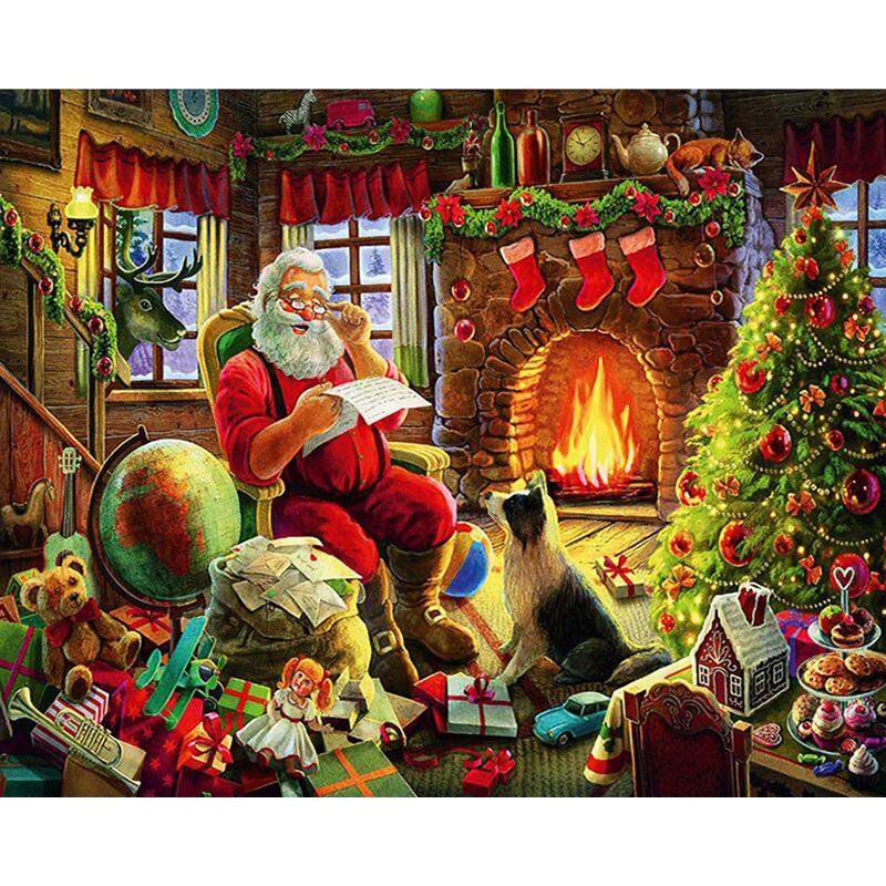 Full Round Diamond Painting Santa Claus Cross Stitch 5D Diamond Embroidery Rhinestones Portrait Handicraft Christmas