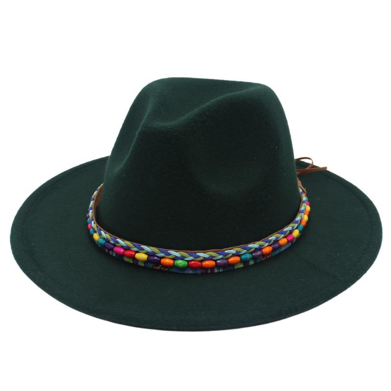 Top Hat Rainbow Hand-Woven With Accessories Ethnic Style Tibetan Hat Colorful Jazz Hat