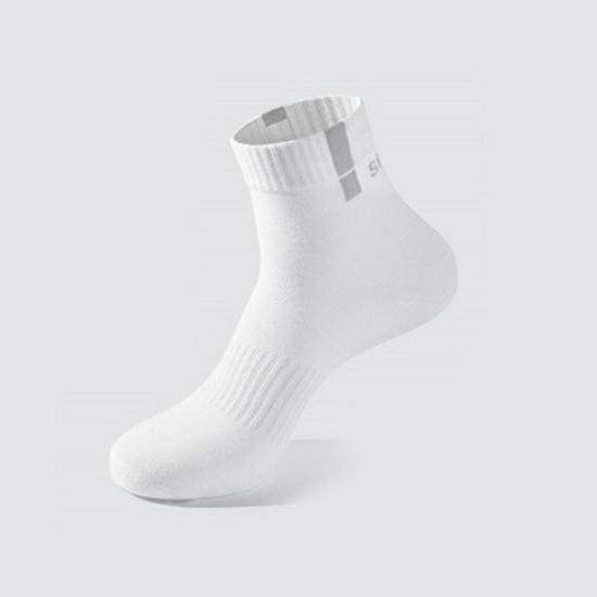 Men's Non-Slip Mid-Calf Sports Socks - Odor-Resistant Cotton, Casual Autumn/Winter Solid Color with Letter Design