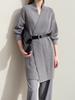 Women Cardigan Autumn New Casual V-neck Button Solid Coat with Belt Fashion Loose Long Sleeve Female Top Winter