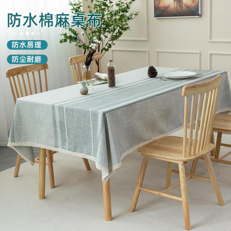 Japanese Cotton And Linen Dining Table Cloth Waterproof Fabric Tablecloth Simple Wind Table And Chair Household Coffee Table Cloth Hotel