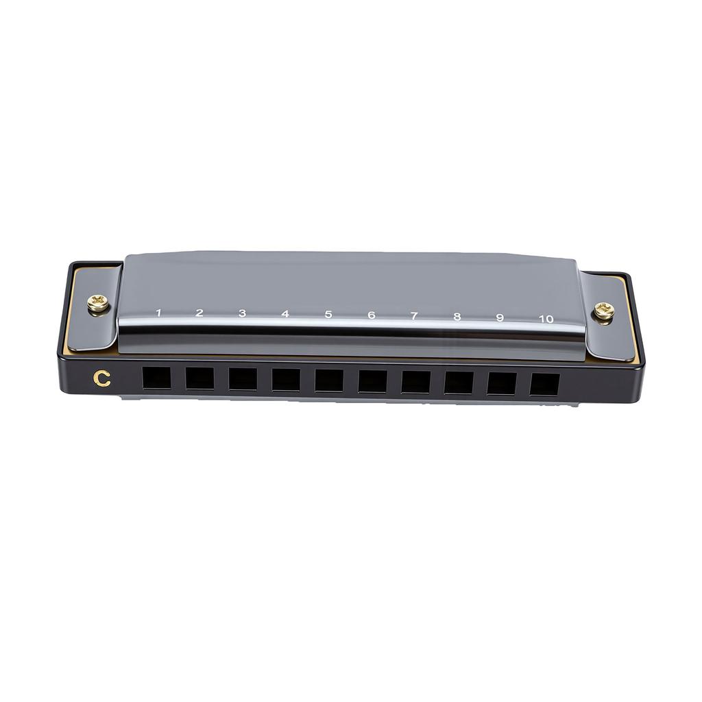 10 Hole C Key Harmonica Blues Portable Harmonica Musical Instrument for Beginners Adults Kids Black
