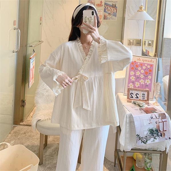 Autumn and Winter Women's Pajamas Solid Color Pajamas Women's Pajamas Home Clothes Home Clothes