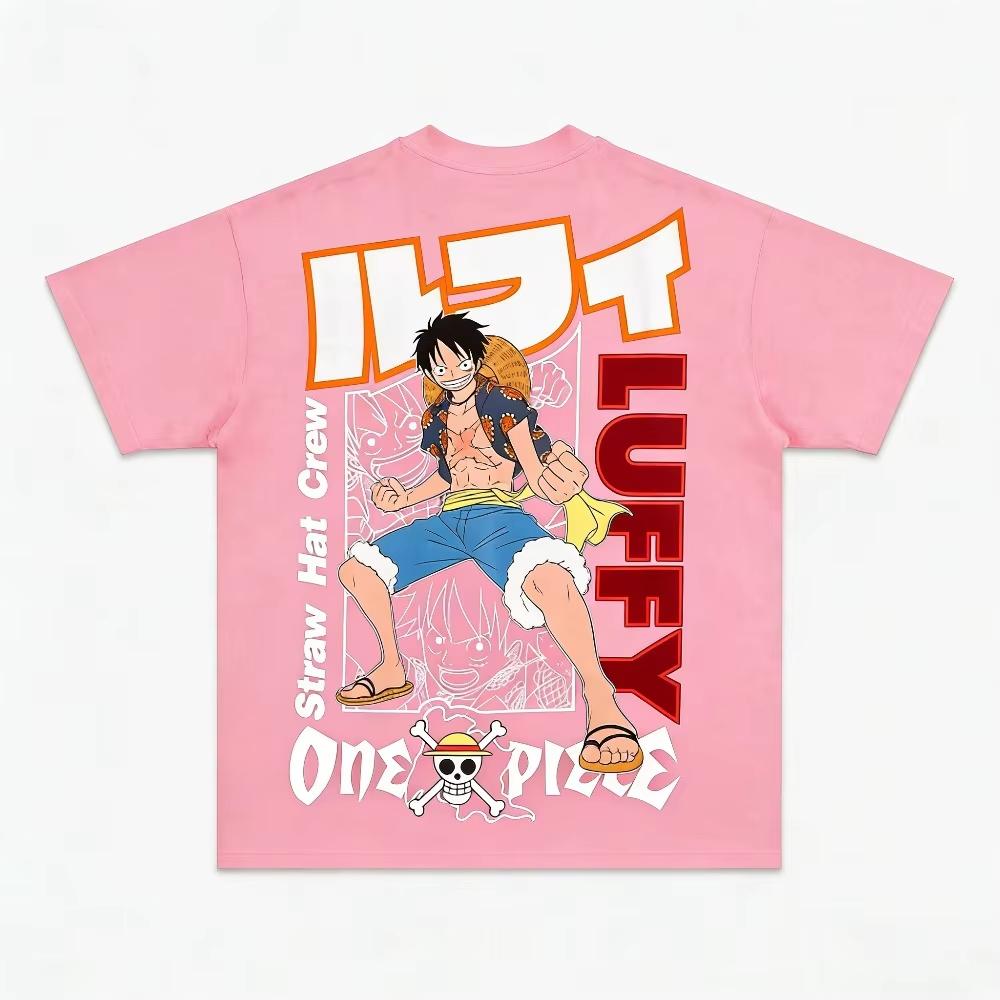 2026 One Piece Luffy Unisex's and Women's T-shirt Summer New Cotton Anime Printed American Casual Parent Child Short Sleeve Top