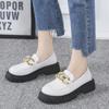 Small leather shoes new spring and summer British loafer muffin round head thick sole decorative buckle single shoes