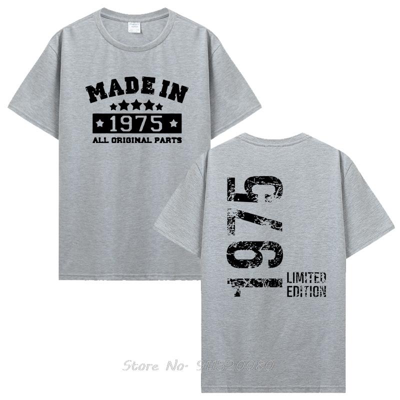 48th Birthday 48 Years Cotton Tshirt Vintage Made In 1975 Oversized Tshirt Streetwear Unisex Tops Tees Summer Unisexs Clothing