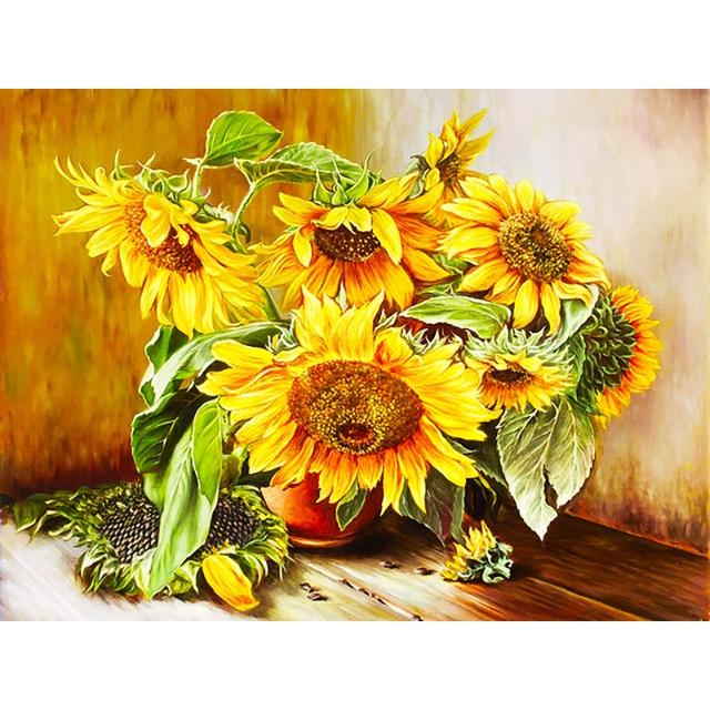 Full Square Drill 5D DIY Diamond Painting Flower Diamond Embroidery Sunflower Cross Stitch Round Mosaic Rhinestone Crafts Gift