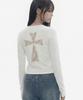 GRAVER [Unisex] Lace Back Cross U-Neck Long Sleeve_Black