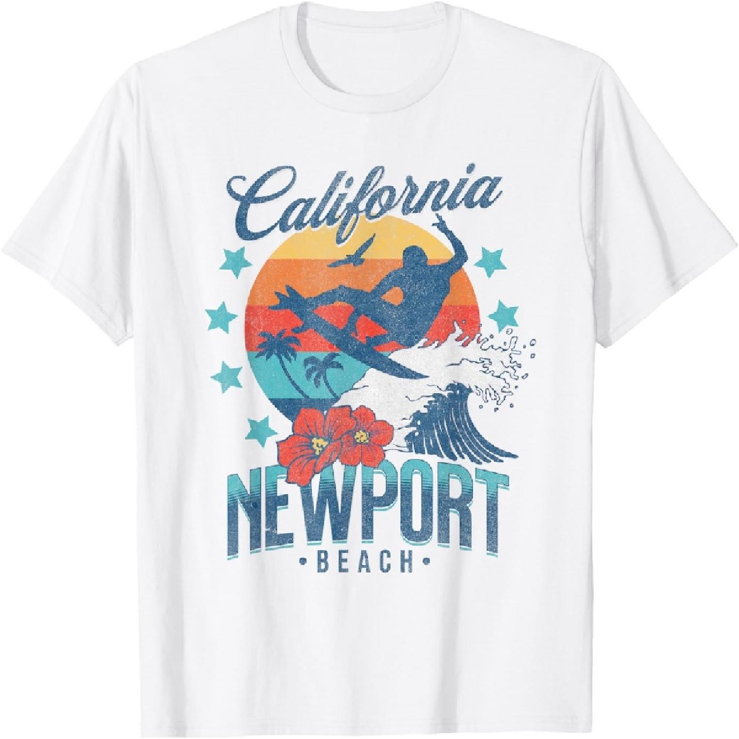 Newport Beach California Surfing Vintage Vacation Retro Surf T-Shirt for Men Women Kids S
