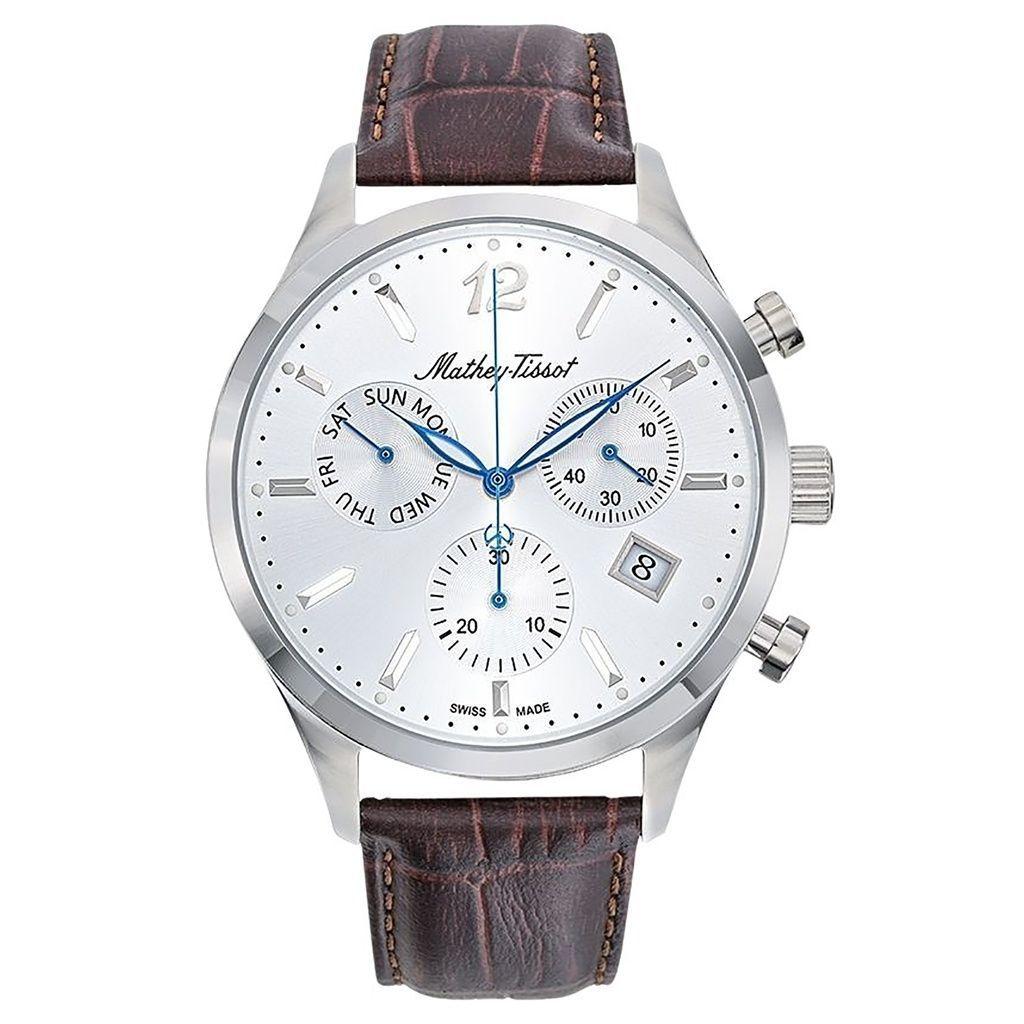 Mathey-Tissot Urban Chrono Leather Strap Silver Dial Quartz H411CHALS Men's Watch