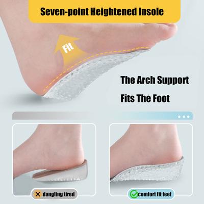 Silicone Heightening Insoles for Shoes Men Arch Support Pad Increase Height Gel Shoe Insoles Women Invisible Heel Lift Inserts