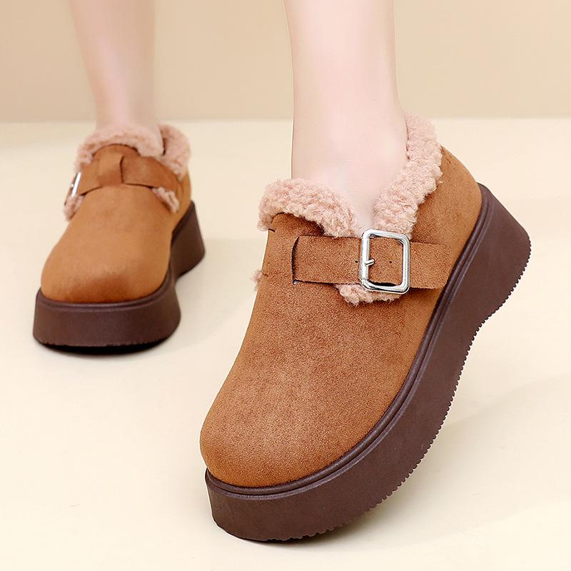 Women's Fashion Lightweight Thick Sole a Footstool Winter Warm Snow Boots Fur One Non-slip Leisure Sports Cotton Boots Sneakers