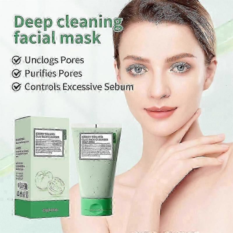 1-3pcs Green Tomato Clay Mask Cleanser, Purifying with 49% Green Tomato Extr 2024 - XN