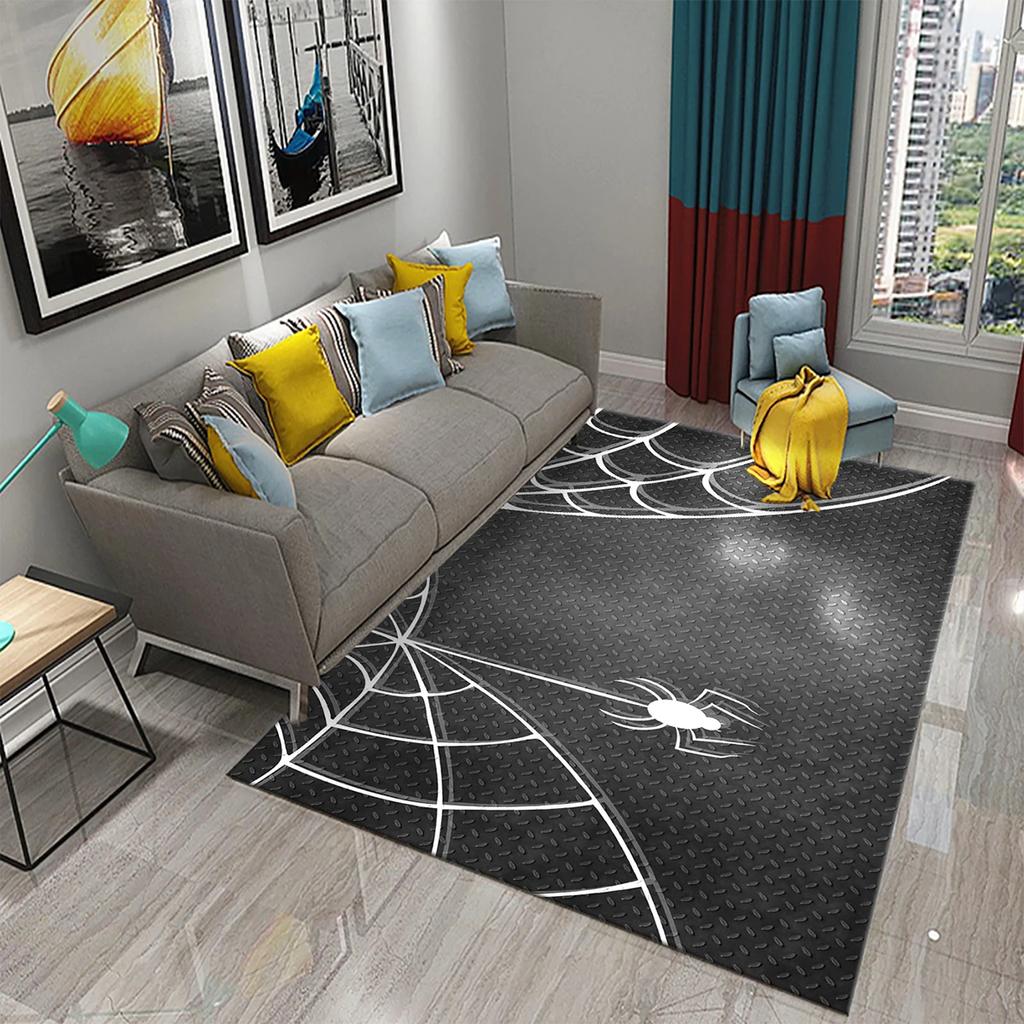 Halloween Horror Spider Web Carpet Teens Bedroom Living Room Large Decor Carpet Kitchen Bathroom Anti-Slip Door Mat Floor Mats
