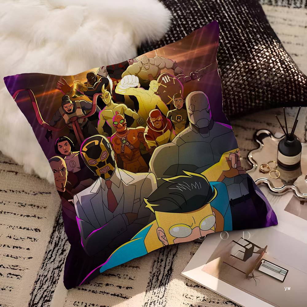 Animation Superhero I-Invincible Cartoon Decorative Room Aesthetics Pillow Case Home Decor Bedroom Bed Couch Pillow Cover 45x45