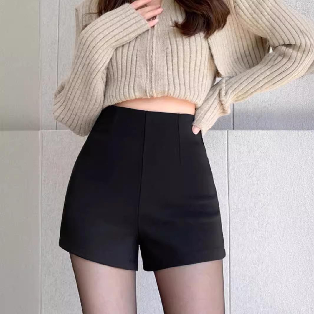 

Женские шорты А-силуэта с высокой талией, черные - Утягивающие и повседневные шорты для весны/осени 2XL