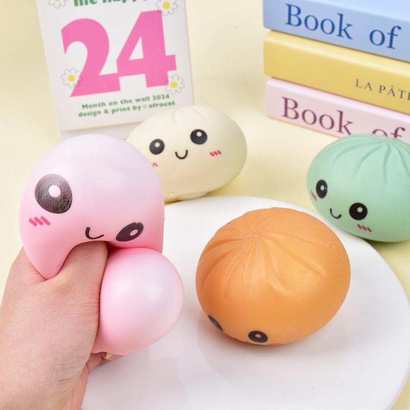 New Cute Emoji Bun Squishy Stress Relief Toy Creative Cartoon Simulation Colorful Steamed Bun Stress Ball Mystery Blind Box