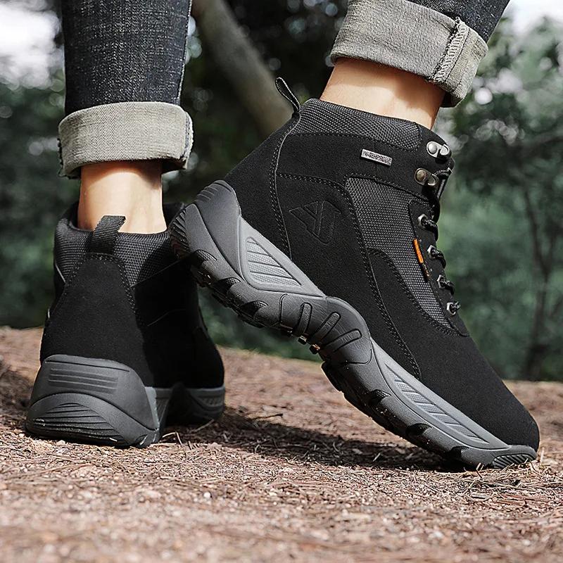 Men  Boots Hiking Shoes Plus Size Boot Motorcycle Climbing Shoes Training Waterproof Outdoor Ankle Casual 2025