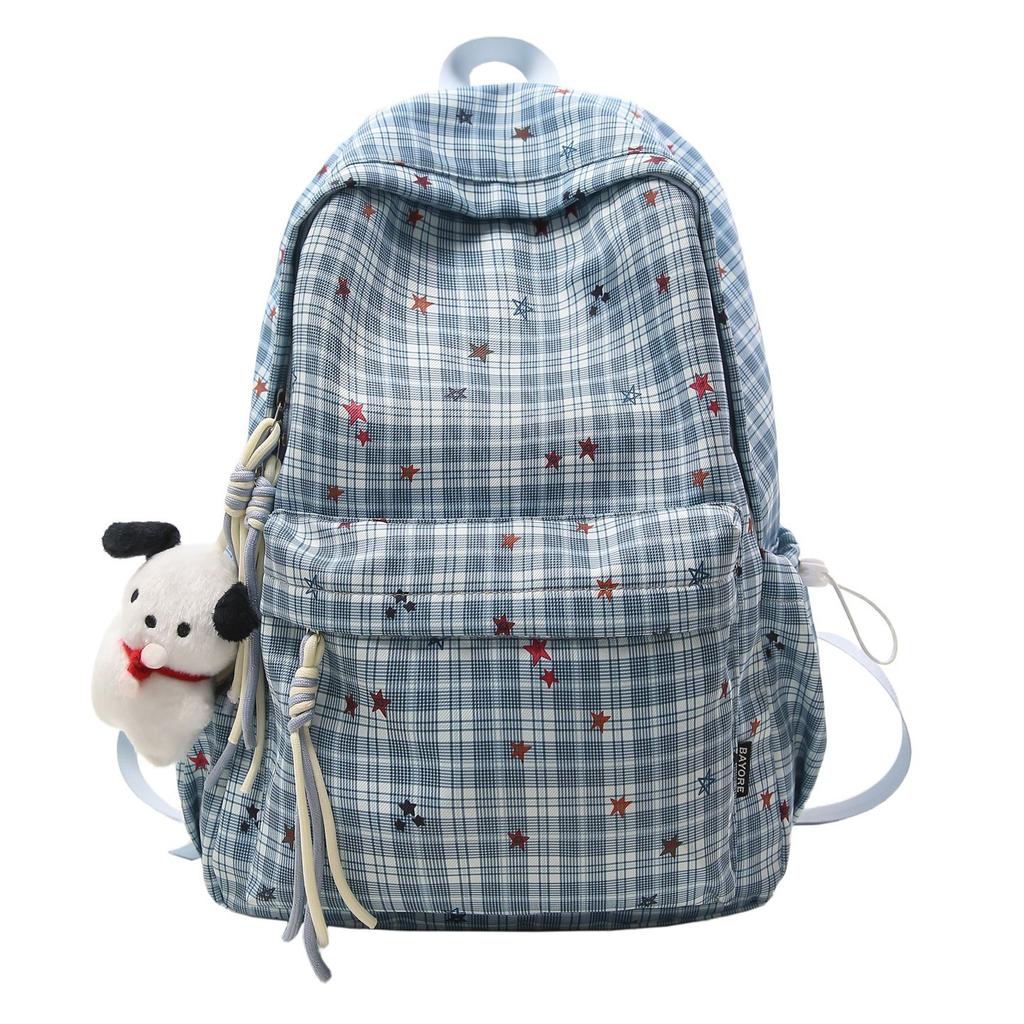 Schoolbag female college student schoolbag casual plaid male and female high school junior high school student middle school student backpack new