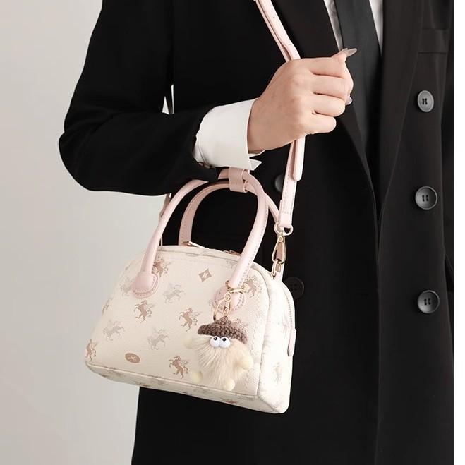 Boston Handbag, Versatile Bowling Bag, Single-shoulder Crossbody Bag