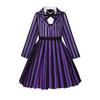 Wednesday Addams Costume Purple Outfit Striped School Uniform Halloween Cosplay Costume for Kids Adults