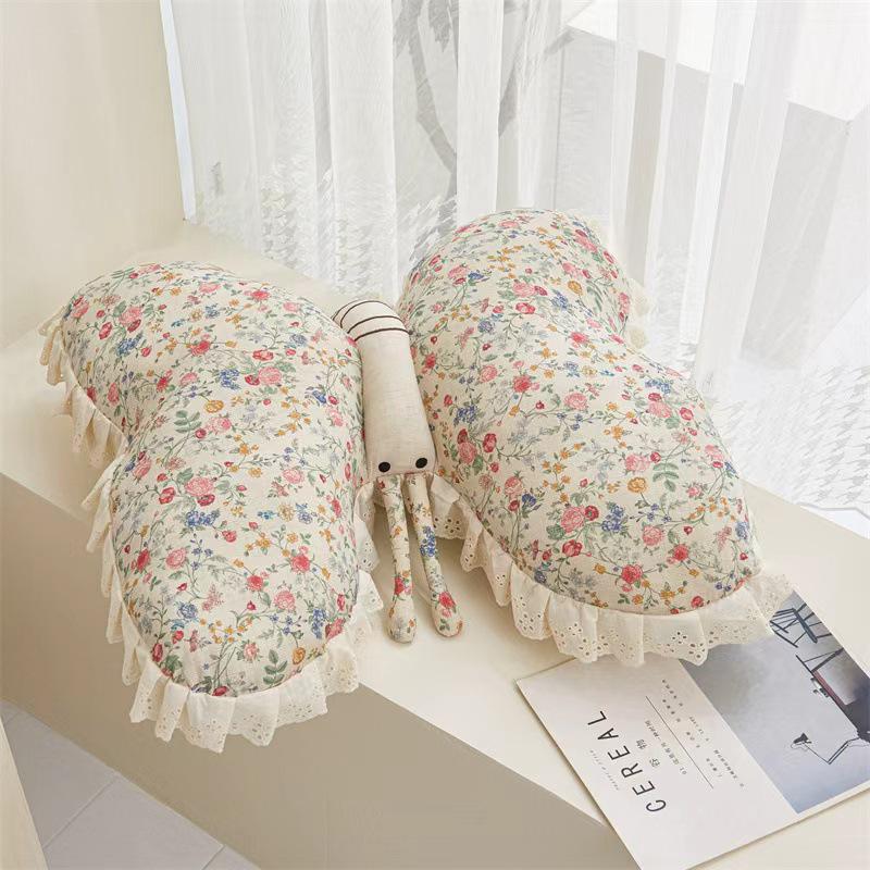 Floral Lace Cotton Linen Throw Pillow for Sofa, Bedroom, Office - Simple Backrest Seat Cushion