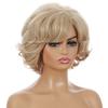Ladies Synthetic Short Ombre Fluffy Blonde Wigs Light Gold Wigs High Temperature Fiber Wigs for White Women Daily Use