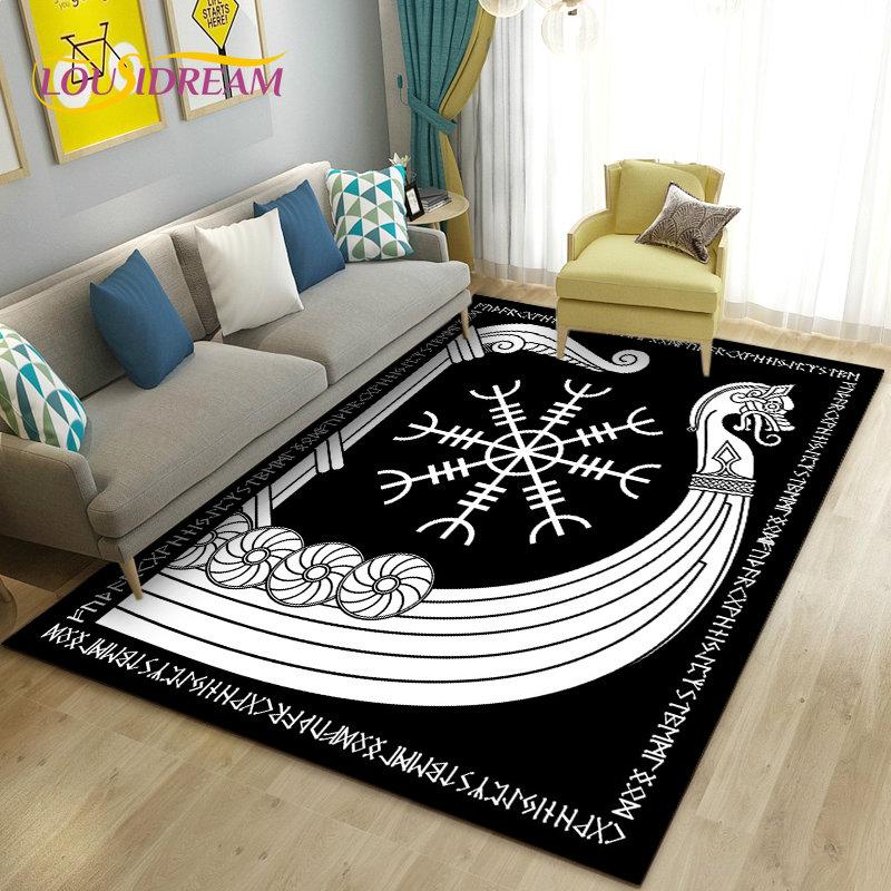Vikings Nordic Mythology Series Area Rug,Carpet Rug for Living Room Bedroom Sofa Doormat Decoration,Kid Play Non-slip Floor Mat