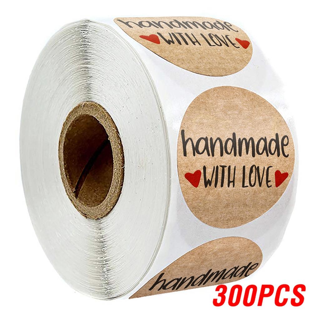 100-500Pcs Vintage Kraft Paper Stickers Scrapbook Gift Stationery Label Stickers Handmade With Love Thank You For The Stickers