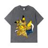 275 GSM Gewaschene T-Shirts 100% Baumwolle Pokemon V25 Pikachu Leo Print Unisex Schweres Baumwoll-T-Shirt