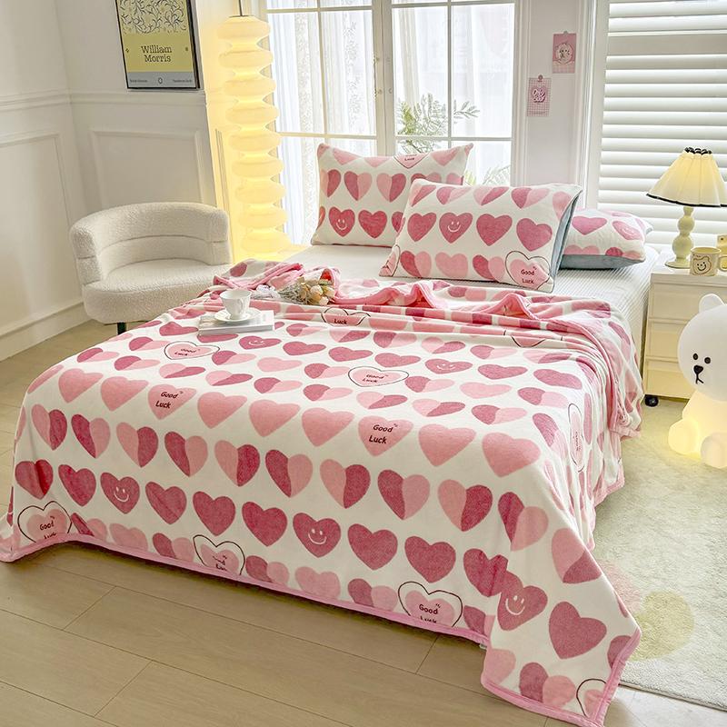 Super Cozy Winter Throw Blanket Warm Fleece/Flannel Blandets Floral heart Printing Bed linens Bedspread Home Travel Drop Shippin