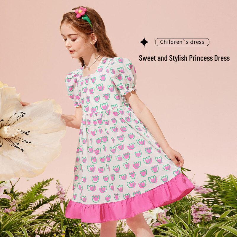 ABC KIDS Sweet Lightweight Spliced Girls  Floral Princess Dress 140