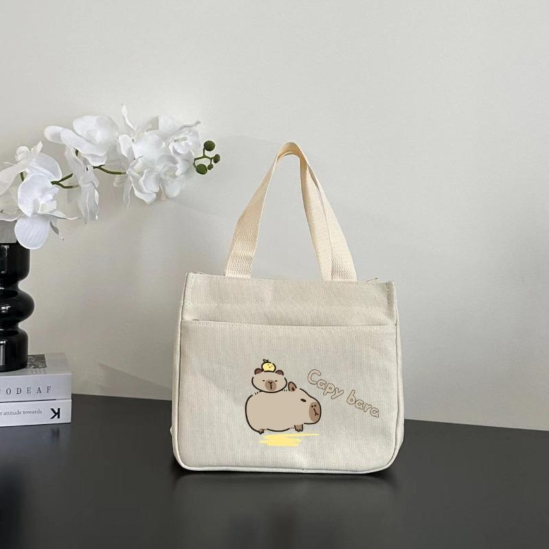 High-value Canvas Handbag Simple and Small Three-dimensional Bag Commuting Thickened To Work Bento Meal Bag