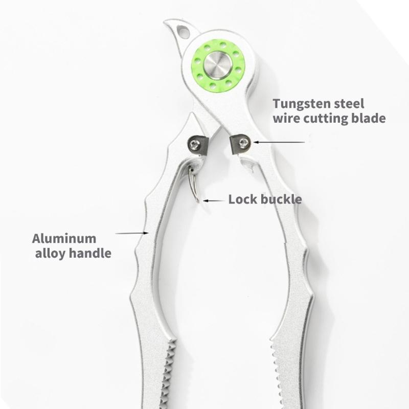 Fish Plier Multifunction Fish Gripper Aluminum Fishing Line Cutter with Safety Lock for Anglers Fishing Tackle
