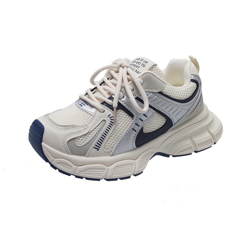 Dámské sportovní ležérní boty s tlustou podrážkou, nové stříbrné prodyšné 100 na jaro a podzim