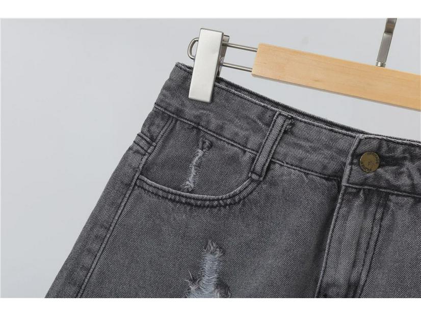 Plus Size Women's High-Waist Ripped Denim Shorts - Summer Loose Fit, Raw Edge, A-Line Style