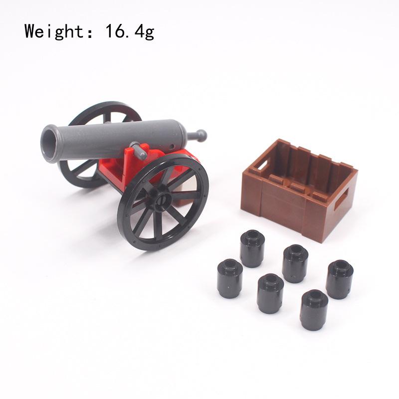 Medieval Military Cannon Small Particle Soldier Figurine Building Block Pirate Ship Artillery Scene Ornament Toy