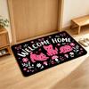 Pink Cute Dogs Paws Welcome Home Pet Doodle Theme Floor Mat Soft Flannel Non Slip Absorbent Entryway Bathroom Bedroom Garage
