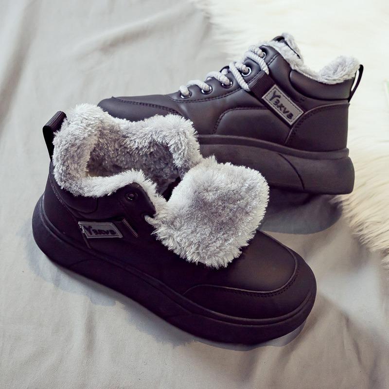 Winter Velvet Thickened Warm Snow Boots Women's Versatile New Thick-soled Cotton Boots Large Cotton Women's Shoes Winter Cotton Shoes