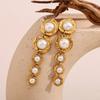 MamacitaSlay Elegant Stainless Steel Pearl Multilayer Irregular Earrings Party Waterproof Jewelry Women's High Quality Gift