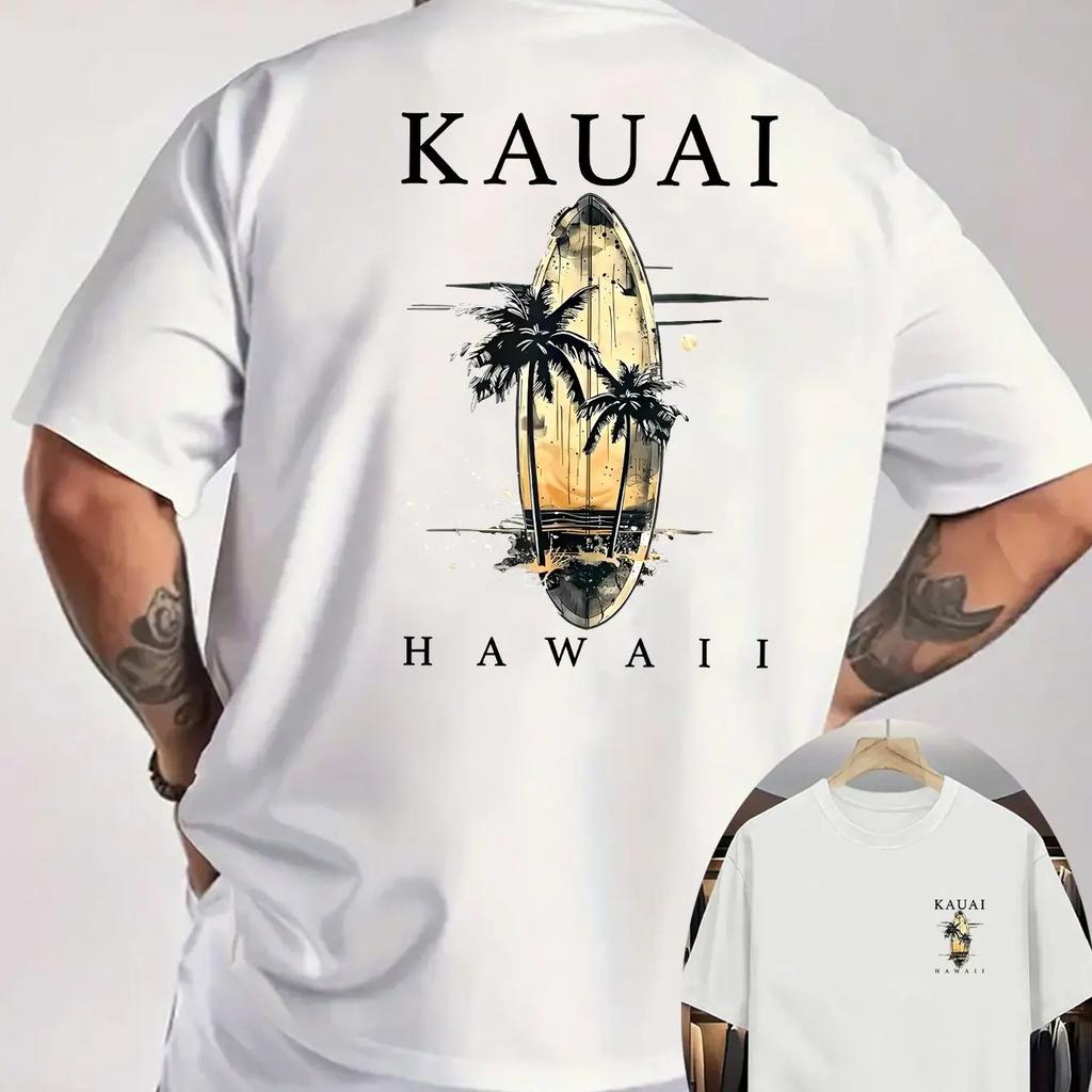 Vintage Kauai Hawaii Surf Print Unisex 100% Baumwolle T-Shirt Lässige Rundhals Kurzarm Oberteile Streetwear T-Shirts