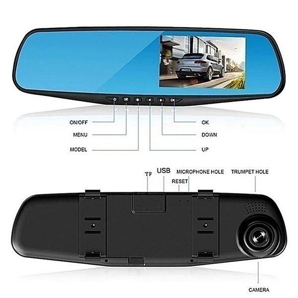 1080P Full HD Car Camera Rearview Mirror Dash DVR Cam Backup Camera Night Vision Front and Rear Dual Lens Video Recorder Reversing Car  Video Recorder
