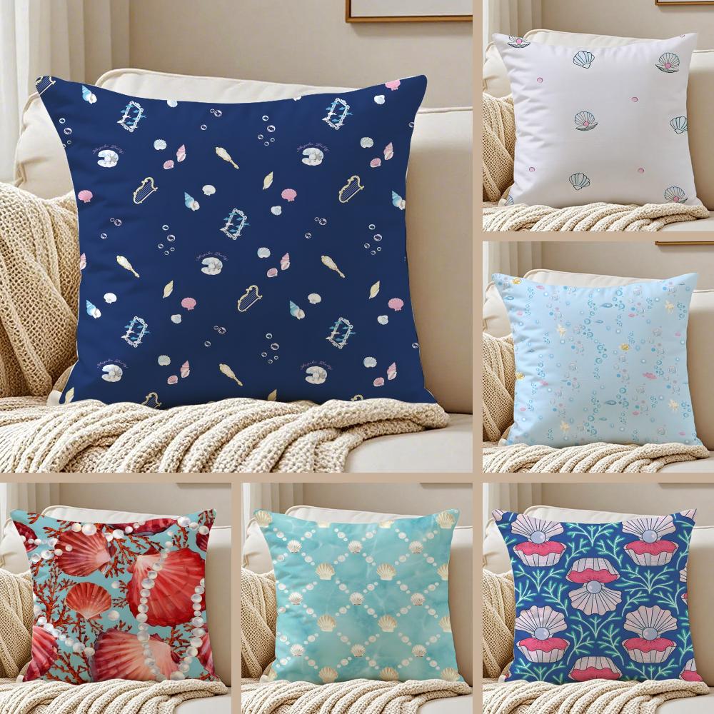 Ornate Elegant Pearl Shell Cushion Cover Pillowcase Antidustmite Invisible Zipper Short Plush Sofa Cushion