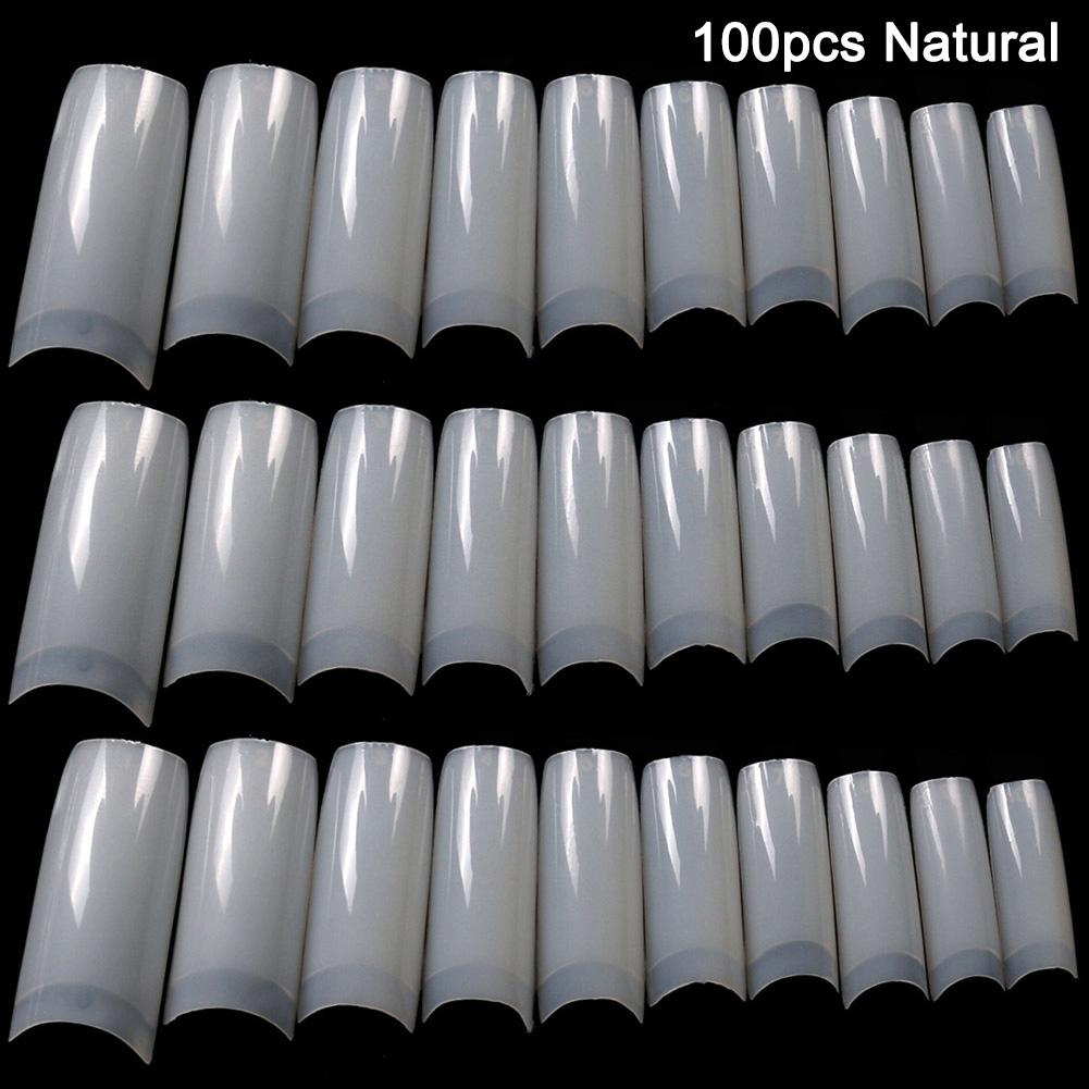 100/500pcs Transparent False Nail Tips Clear White UV Gel Fake Nails Extension 10 Sizes for Home DIY Nail Salon Manicure