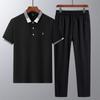 Men's Quick-Dry Ice Silk Short Sleeve Polo & Long Pants Set