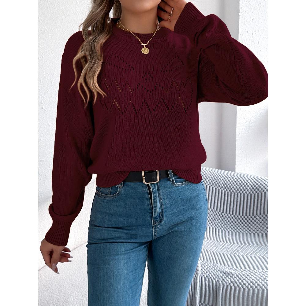 Women's Knitted Sweater - Solid Colour Lace-Up Lantern Sleeve Pullover Halloween Ladies' Top