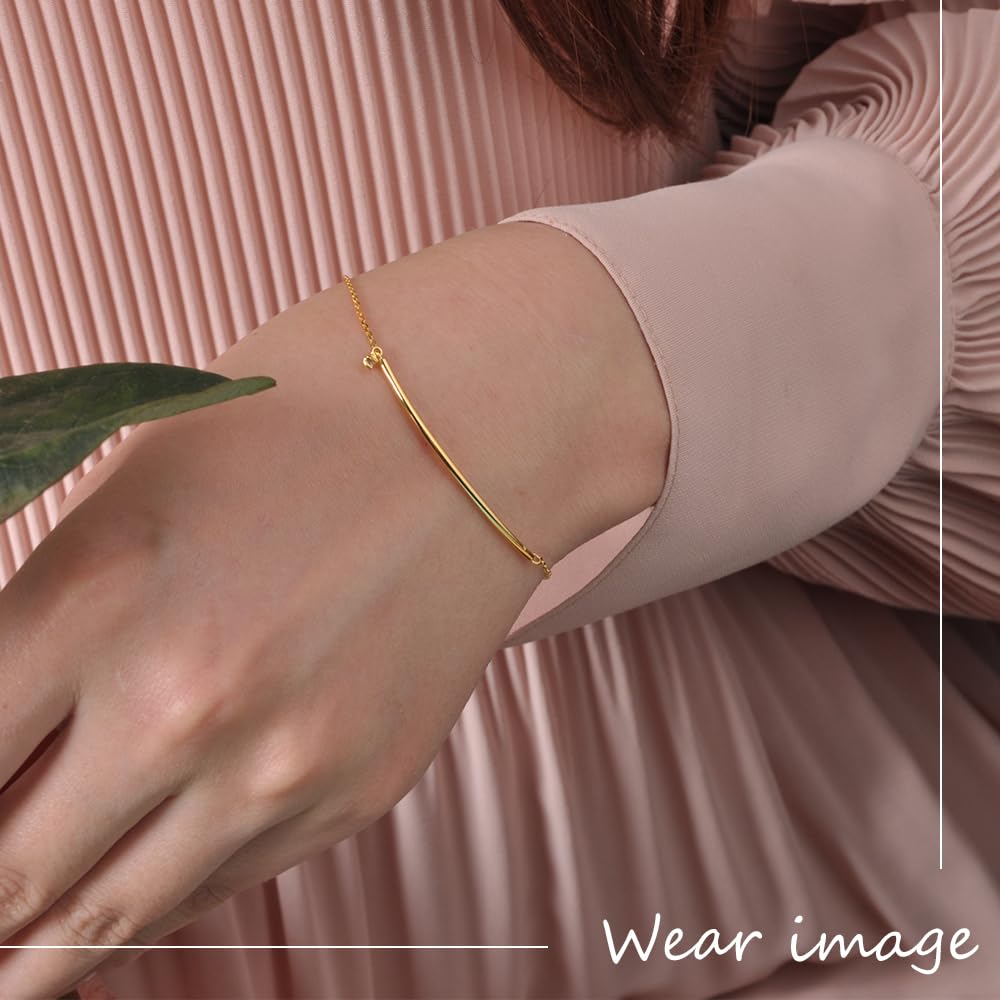 Pinky Dianne Silver Bracelet Bar with Yellow Gold Plated Cubic Zirconia & (VBLPD53209)