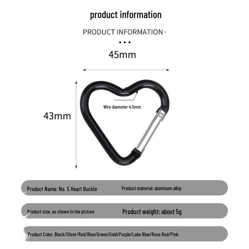 Heart-shaped Aluminum Carabiner for Backpacks & Water Bottles