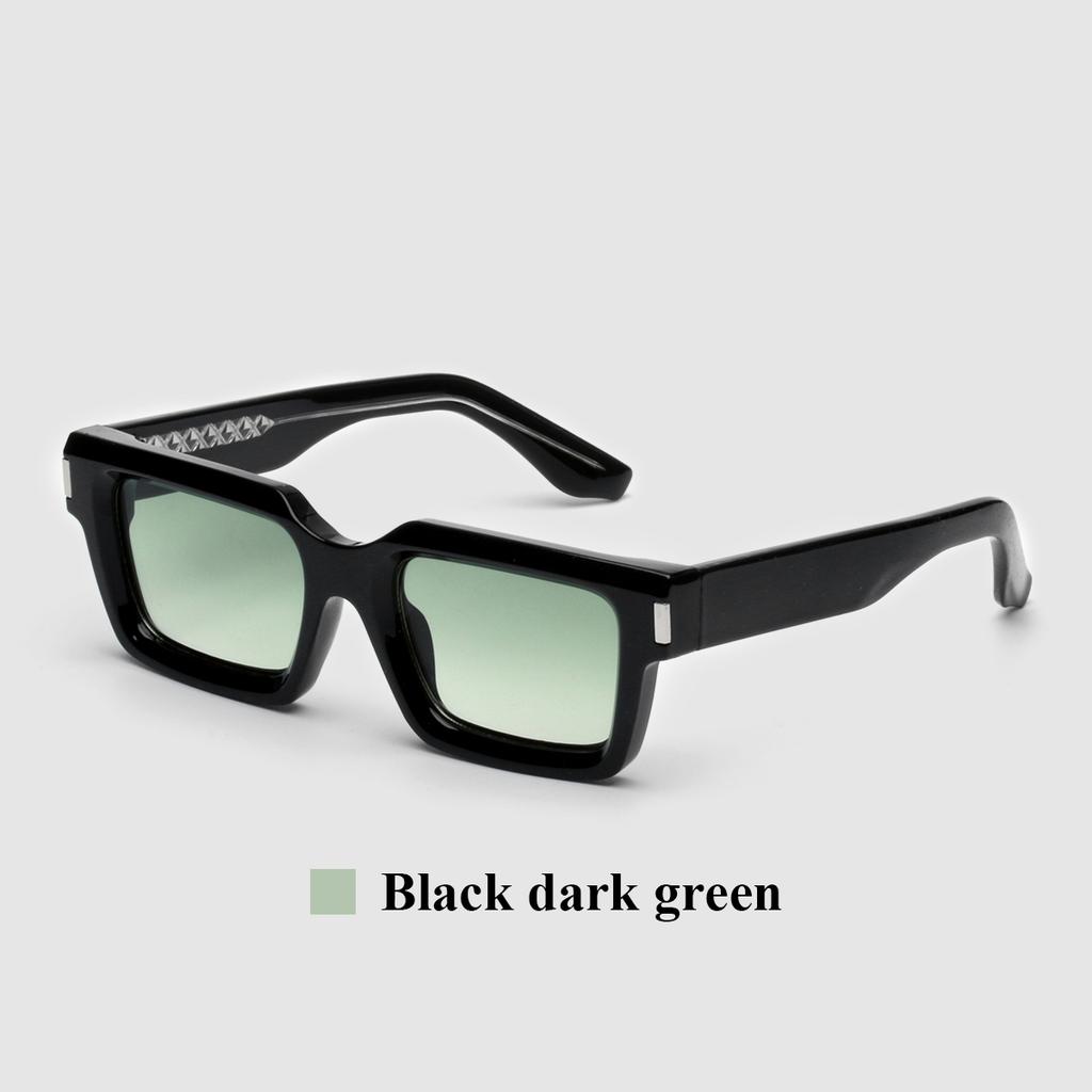 Ruiao Retro Black Designer Sunglasses Vintage for Women Clear Luxury Square Rectangular Blue Lens Man UV400 High Quality